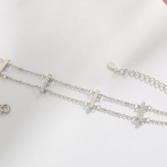 *NEW 925 Sterling Silver Diamond Bar Bracelet - Picture 7 of 10